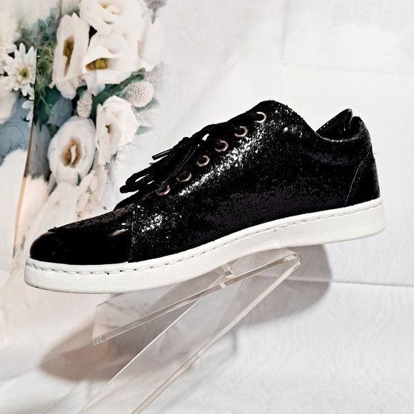 FOREVER BLACK GLITTER ZIP ACCENT ULTRA SNEAKERS 10 - Picture 7 of 8